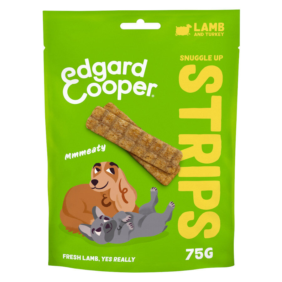 75 g Edgard & Cooper Tiras de Cordero y Pavo snack para perros, , large indicador imagen numero 1
